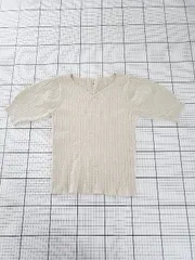 ◇ ⊂ プロポーションボディドレッシング Vネック 半袖 ニットソー サイズS ライトベージュ系 レディース E  【1509100082347】