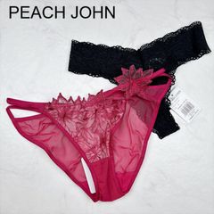 【新品タグ付き】PEACH JOHN　ピーチジョン　ショーツ　Tバック　M　BERRY RED　BLACK　ランジェリー　下着　プレゼント　ギフト　レース　刺繍