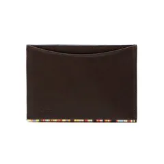 ポールスミス Paul Smith カードケース カーフレザー マルチストライプ PSU051 パスケース カードホルダー 定期入れ 名刺入れ メンズ レディース ブラウン 中古 mba22002