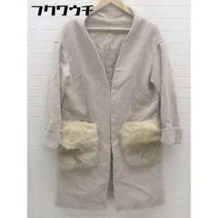 ■ SENSE OF PLACE by URBAN RESEARCH フェイクファー 長袖 ノーカラー コート FREE グレージュ系 レディース 【中古】 【1101190007493】