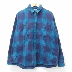 XL/古着 エルエルビーン LLBEAN 長袖 フランネル シャツ メンズ 90s 紺他 ネイビー チェック 25aug28 中古 トップス