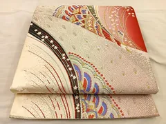 平和屋着物◎西陣　野々村織物謹製　六通柄袋帯　唐織　扇面花文　金銀糸　正絹　逸品　AABI1054yx 平和屋着物◎西陣 野々村織物謹製 六通柄袋帯 唐織 扇面花文 金銀糸