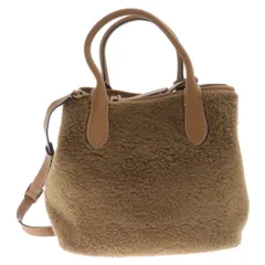 POLO RALPH LAUREN (ポロラルフローレン) ウール レザー ボア ショルダー付き 2WAY ハンドバッグ カバン レディース ブラウン