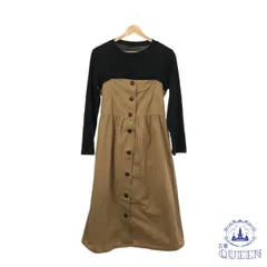 ☆美品☆ トップス マタニティ ワンピース カジュアル 大きいサイズ 長袖 レディース ブラック ベージュ L 901-12402 送料無料 古着