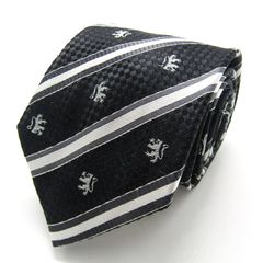 メイル&コー ブランド ネクタイ シルク ストライプ柄 総柄 PO メンズ ブラック MALE & Co 【中古】