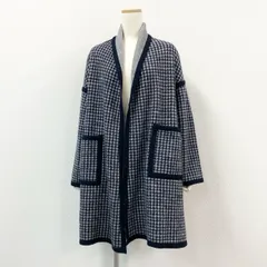 66i18 45R フォーティファイブアール 日本製 ガウンコート ロングカーディガン 千鳥格子柄 コーディガン 0 グレー ネイビー ウール レディースk02i