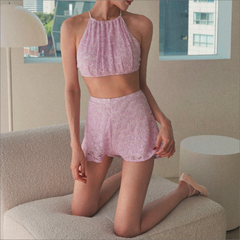 Celi set（セリ）｜Lenique polewear（レニーク　ルニーク）Lilac（ライラック、紫、パープル）　ポールダンスウェア　かわいい　おしゃれ　レッスン着　大人　韓国ウェア　水着　エアリアル　シルク