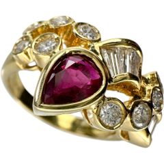 13号 ルビー 0.76ct ダイヤモンド 0.81ct リング・指輪 K18ゴールド 18金  7.3g レディース 【中古】【真子質店】【NN】