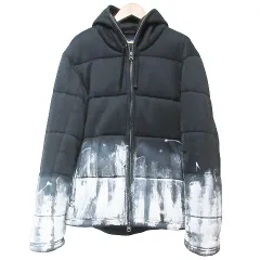 アルマーニ ジーンズ ARMANI JEANS パディング ジャケット 中綿 ジップアップ フーディー ペイントプリント L 黒 ブラック Xのサムネイル