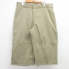 W34/古着 ディッキーズ Dickies ハーフ ワーク パンツ ショーツ メンズ 90s ダブルニー ベージュ カーキ spe 25apr02 中古 ボトムス 短パン