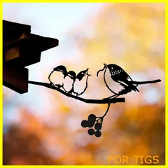 【人気商品】RemeeHi 妖精 welcome 地面に刺す ガーデニング ガーデンオブジェ ガーデン雑貨 プレート オブジェ アイアンプレート インテリア 庭 飾り 園芸 インテリア 北欧 (4羽の小鳥)