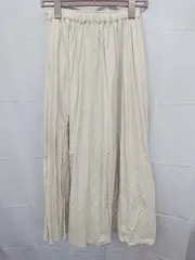 ◇ Θ niko and … ニコアンド レザー調 ロング丈 プリーツ スカート サイズL ライトベージュ レディース E  【1503040003295】