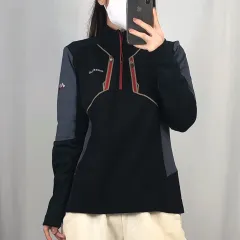 mont-bell(モンベル) 黒 グレー ハーフジップ 裏起毛 長袖Tシャツ M 250311