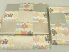 平和屋着物○つけ帯 唐織 市松草花文 正絹 逸品 DAAT0361ob - メルカリ