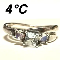 ヨンドシー　4℃　指輪　リング　SV　色石（ブルー、透明）　シルバー　ダブル