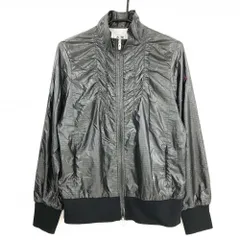 【美品】アディダス ジャケット グレー×黒 チェック地模様 薄手 ロゴ刺しゅう 蓄熱裏地 レディース OT/XG(XL) ゴルフウェア adidas