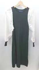 ◇ SHIPS シップス 袖切替 クルーネック ニット 長袖 ロング丈 ワンピース サイズS ブラック レディース E  【1406050053901】