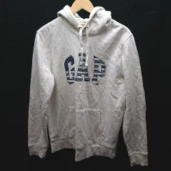 ◇ GAP ギャップ 裏起毛 プルオーバー 刺繍 長袖 パーカー サイズM ホワイト レディースメンズ E  【1303020030057】