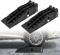 Donext カースロープ ハイリフト タイヤスロープ 整備用 オイル交換 SUV/ジープ/バン/トラック対応可能 軽量(ブラック,  2pcs-7T)のサムネイル