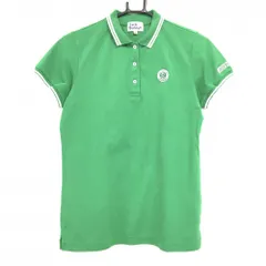 ジャックバニー 半袖ポロシャツ グリーン×白 背面英字 レディース 2(L) ゴルフウェア Jack Bunny