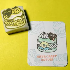 消しゴムはんこ　セキセイインコマカロン