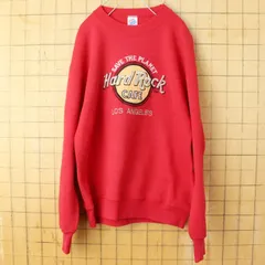 80s 90s USA製 JERZEES Hard Rock CAFE 刺繍 スウェット レッド メンズM アメリカ古着　013124ss67