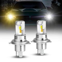 車用/バイク用 DC12V-18V 無極性 車検対応 4倍明るさUP 取り付け簡単 イエロー（HI） 3000K キャンセラー内蔵 ホワイト（LO） 6500K 三重放熱デザイン ライト led 50000h led h4 長寿命 h4 2色切り替え 2個セッ