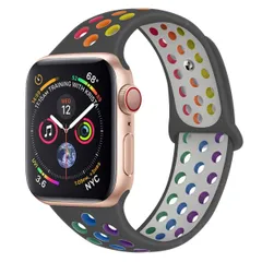 Ankersaila バンド 対応 iWatchアップルウォッチ 用スポーツ型シリコン交換バンド Compatible with iWatch Series 7/6/SE/5/4/3/2/1 (42mm/44mm/45mm 石炭灰/マルチカラー