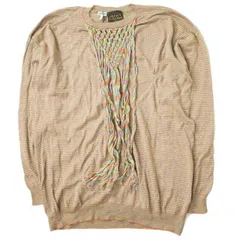新品 LOEWE x Paula's Ibiza ロエベ パウラズ イビザ 19AW 別注 イタリア製 PAULA NET SWEATER マルチボーダーフリンジクルーネックニット H3299250SM M MULTICOLOR セーター プルオーバー