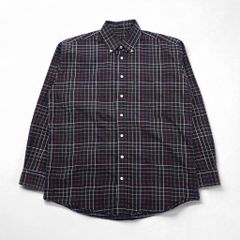 BURBERRY USA製 ビッグサイズ ボタンダウンシャツ L ブラック コットン ウィンドペンチェック