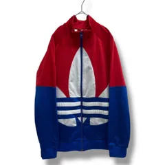 adidas originals アディダスオリジナルス アディダス トラックジャケット ジャージ ジップアップジャケット子供服 170 トレフォイルロゴ ロゴ 派手 デカロゴ レッド ブルー ホワイト キッズ  ゴーゴー古着マルイ北千住店草 7NO.有131