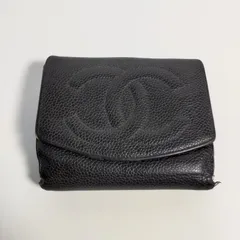 【USED中古品】 CHANEL シャネル ココマーク キャビアスキン Wホック 3つ折り財布 正規品 フォロー割