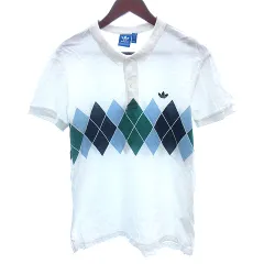 アディダスオリジナルス adidas originals ポロシャツ 鹿の子 タイニーカラー 刺繍 アーガイル柄 半袖 O 白 ホワイト /AUのサムネイル