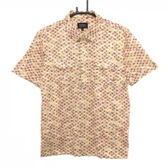 【美品】パーリーゲイツ 半袖ポロシャツ レッド×イエロー 総柄 胸ポケット メンズ 4(M) ゴルフウェア PEARLY GATES