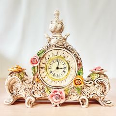 イタリア カポディモンテ 置時計 ◇イタリア◇カポディモンテ◇豪華な陶器製置時計◇