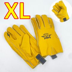 ワイケーショップ イエロー☆レザーグローブ 牛皮☆バイク チョッパー ボバー トラッカー ykshopb ykshopo