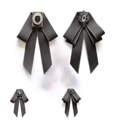 リボンブローチ リボンタイ リボン ネクタイ ブローチ 英国風 イギリス ゴージャス ラインストーン 制服 ユニフォーム ブローチ お姫様 王子様 蝶結び 学院風 制服リボン リボンタイ ブローチ M250315-57