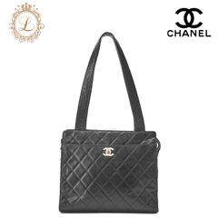 CHANEL シャネル　ショルダーバッグ　 マトラッセ 　ターンロック　ラムスキン　シルバー金具　黒　レディースバッグ  ブランド【中古】【送料無料】