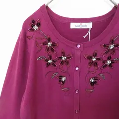 ギャラリービスコンティ GALLERYVISCONTI 花刺繍 ビーズ ニット カーディガン w881476ss