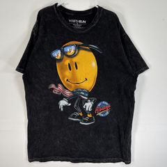 古着  FIFTH SUN 半袖Tシャツ 大判 ラバープリント キャラクター ヴィンテージ風加工 M  ブラック メンズ