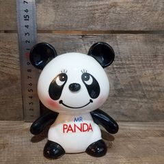 希少】昭和レトロ 内藤ルネRUNE 陶器製フィギュア 赤いリンゴ パンダ①