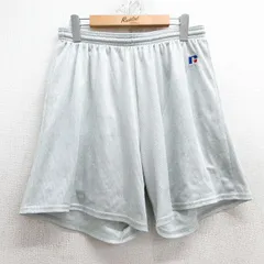W35/古着 ラッセル ショート トレーニング パンツ ショーツ メンズ 00s ワンポイントロゴ メッシュ地 グレー 25may28 中古 ボトムス 短パンのサムネイル