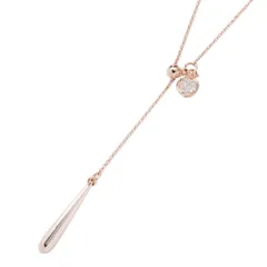 【ピンクゴールド×ワンサイズ】[Cream dot. クリームドット公式] ネックレス レディース ラリエット ロング 金属アレルギー ニッケルフリー チェーン ワイヤービジュー ドロップ メタルボール 長さ調節 大人 