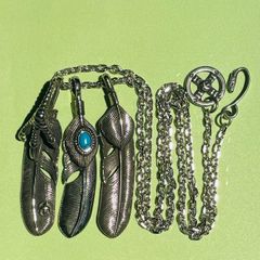 人気三種フェザーネックレスセット【イーグルフック&ホイール付】