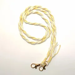 【ハンドメイド】マクラメ　ショルダーストラップ　イエロー×ホワイト B