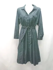 ◇ ◎ AG by aquagirl フロントボタン 胸ポケット フェミニン 長袖 ロング丈 ワンピース サイズM ネイビー レディース E  【1308290027684】