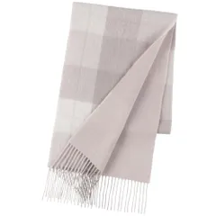 [Elensia] エレンシア ウール カシミヤ ブレンド リバーシブル マフラー レディース メンズ 洗える UVカット98%以上 チェック 30×186cm 160g グレージュ プレゼント [グレージュ]