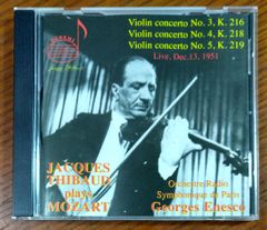 Jacques Thibaud Plays Mozart [CD] Mozart; Thibaud