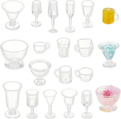 OLYCRAFT 68点 ミニチュアカップ ミニチュアプラスチックカップ ミニチュアデザートカップ ミニチュア食器 ドリンクグラスモデル キッチン アクセサリー 装飾品 ドールハウス 小物