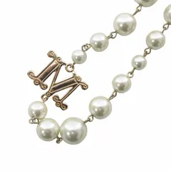 マックスマーラ MAX MARA フェイクパールネックレス ペンダント アクセサリー ロゴプレート ホワイト ゴールド 0413 IBO48 ☆AA★のサムネイル